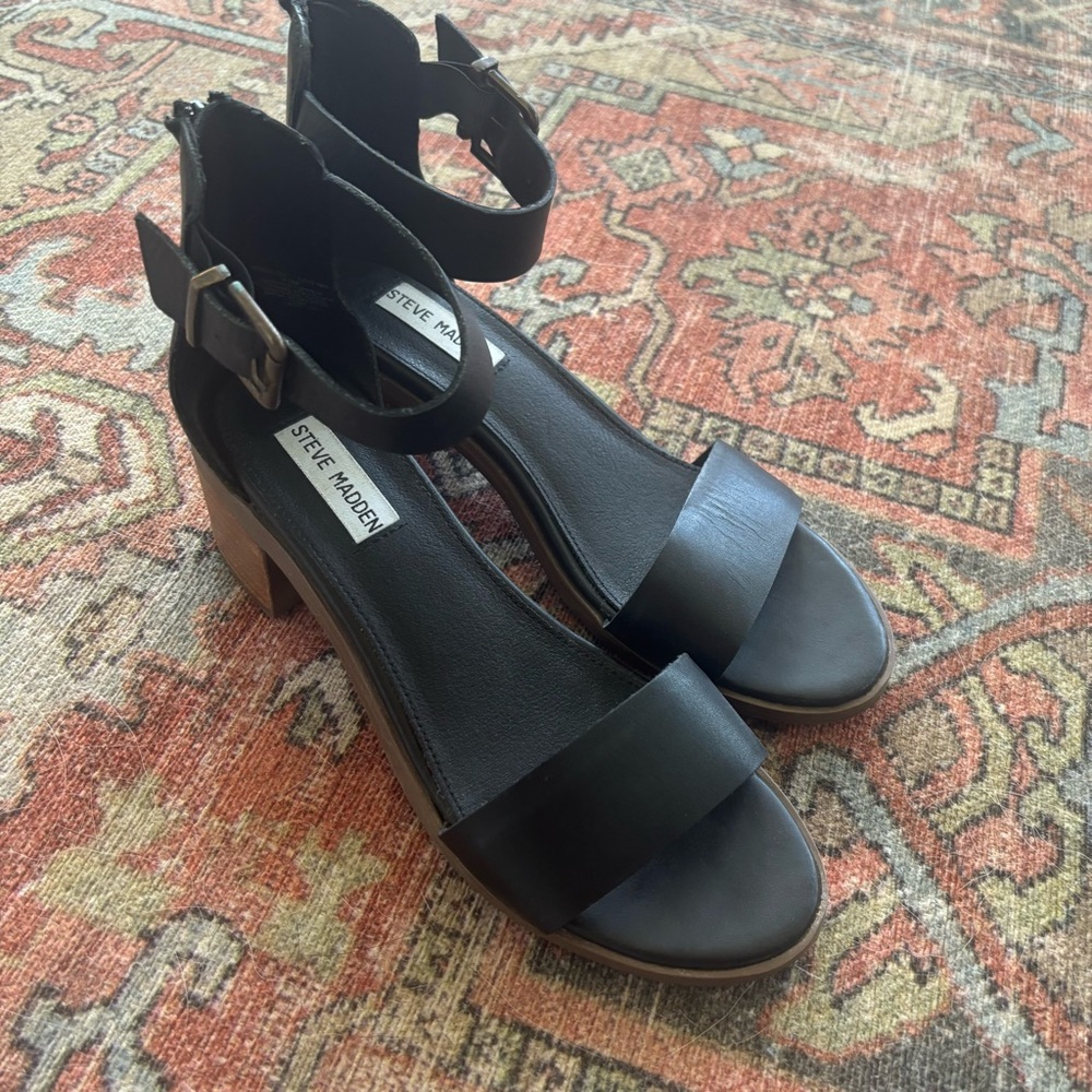 Steve Madden Black Block Heel Heels Size 8.5